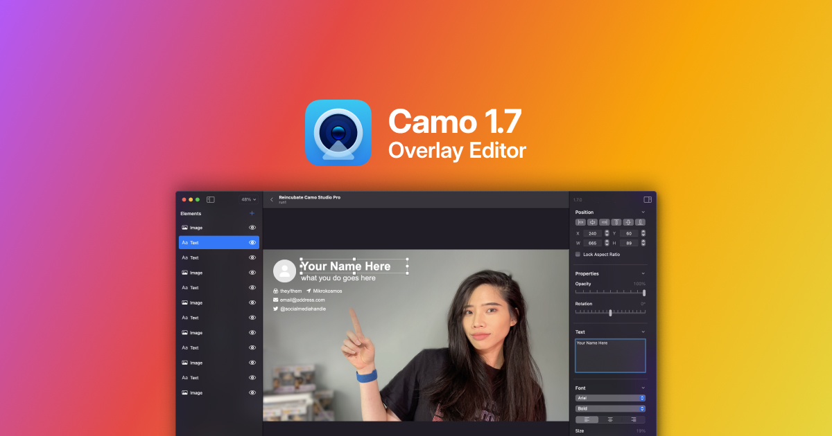 Introducing Camo 1.7 Overlay editing & templates Reincubate