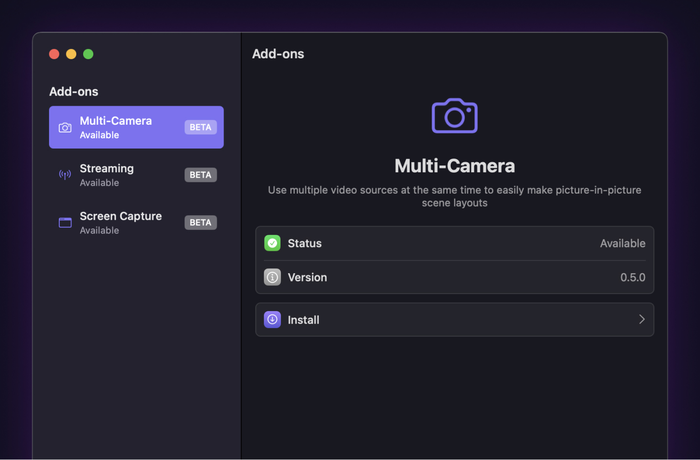 Camo Studio’s add-ons lets you explore new and upcoming functionality.