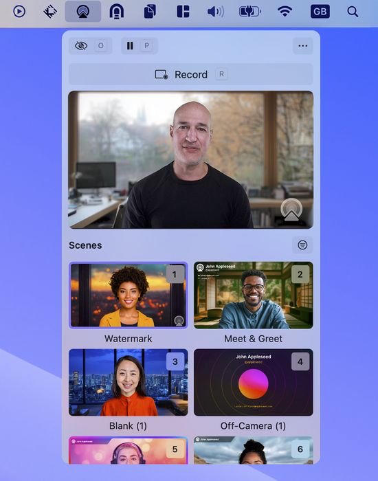 Camo Studio’s menubar menu on macOS Camo Studio’s menubar menu on macOS