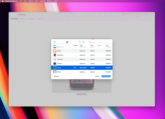 Select Camo from the list of apps Select Camo from the list of apps