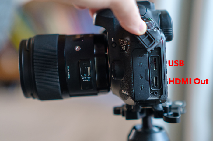 The ports on the Fujifilm 7D The ports on the Fujifilm 7D