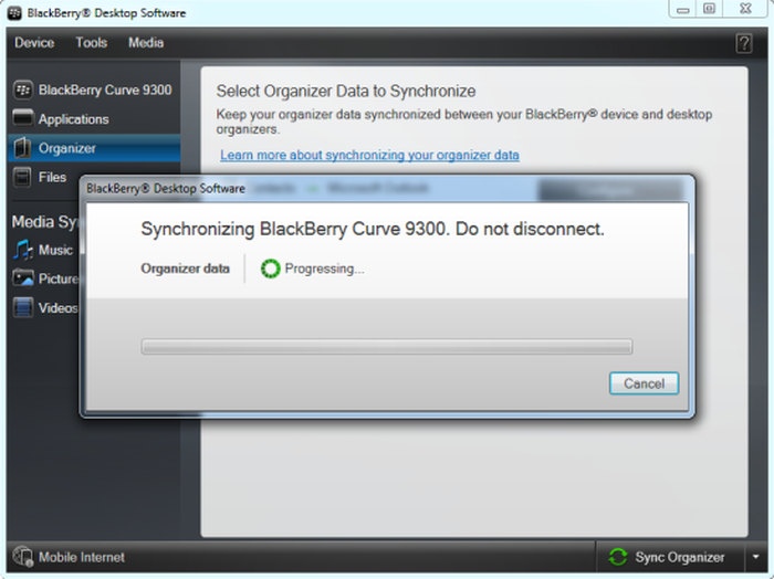 BlackBerry Desktop Software syncing