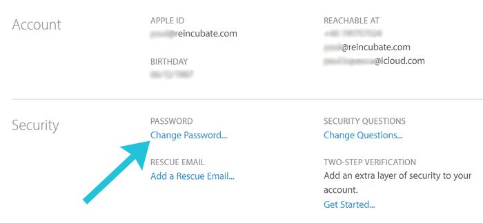 Changing password for your Apple ID