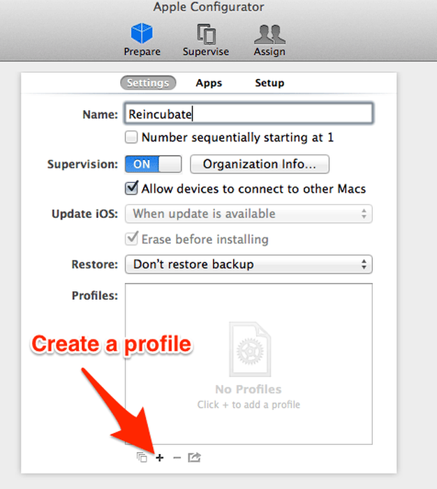 Creating the pairing profile in Apple configurator