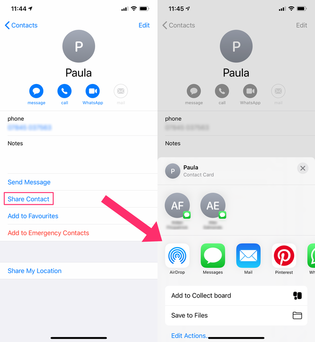 Exporting contacts directly from an iPhone