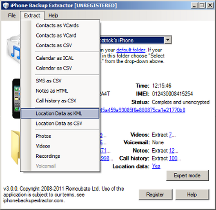 reincubate iphone backup extractor extract snapchat data