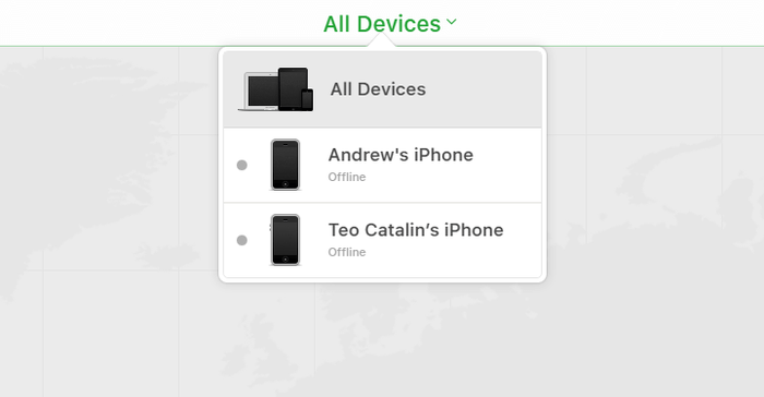 "All devices" on Find my iPhone