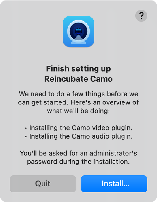 Camo Studio asking for permission to install