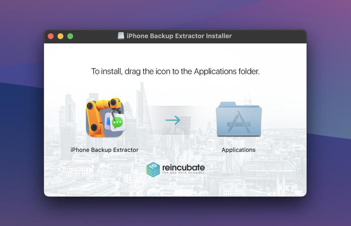 Arrastra iPhone Backup Extractor a tu carpeta de aplicaciones