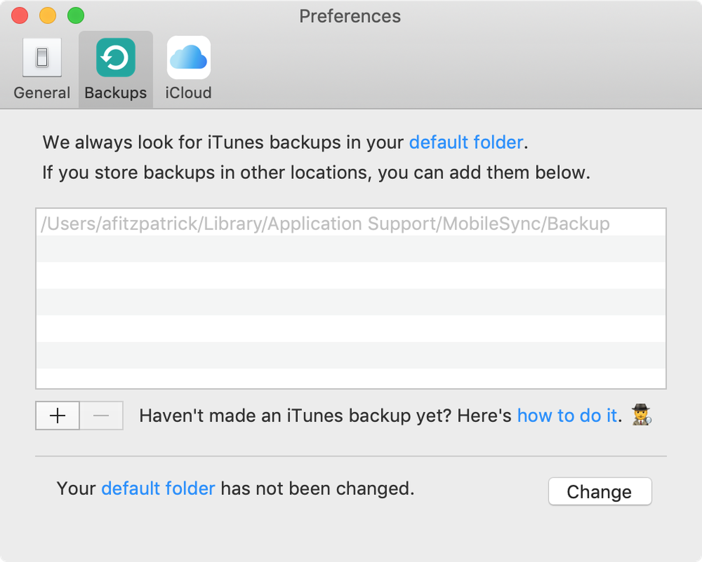 itunes default backup folder