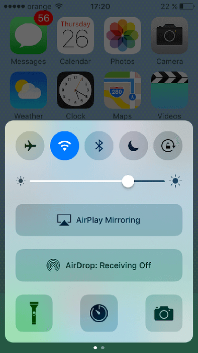 コントロールセンターのスワイプ Swipe for Control Center