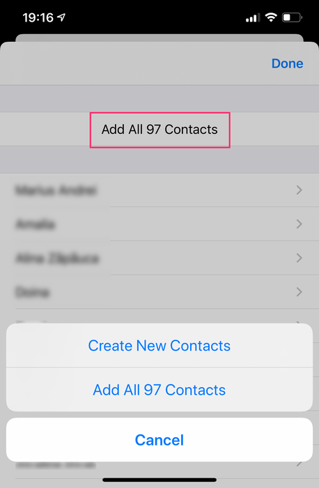 Importing contacts to iOS: merge or create new