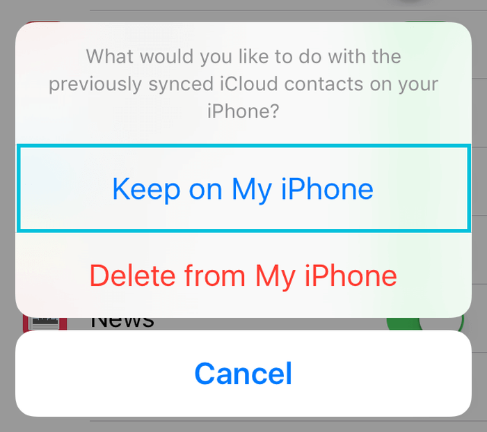 Keep contacts on iPhone