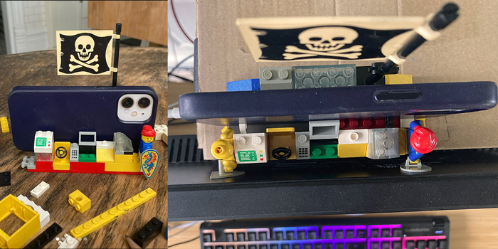  The *Net Scape Raft Videocam Support System.™* Captain: [HyperTextHero](https://hypertexthero.com/hypertexthero-lego-camera-holder/). 