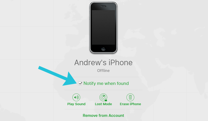 Notify me when found in Find my iPhone