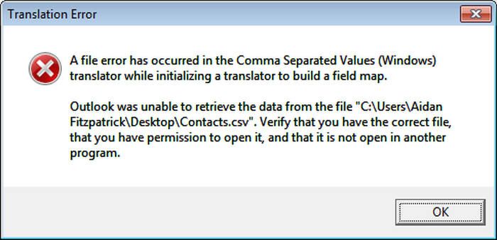 Translation error screenshot
