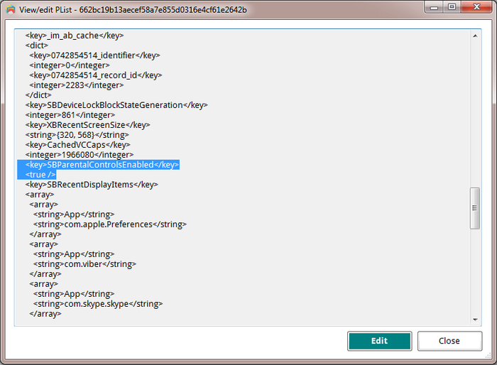 Editing the restrictions PIN plist