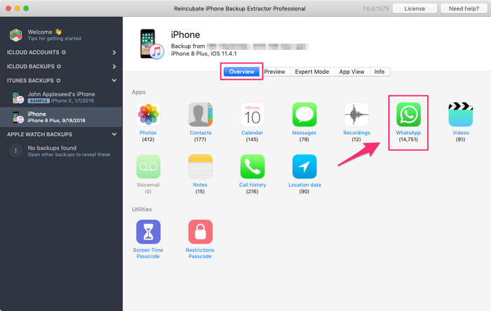 Как восстановить ватсап на айфоне. Reincubate iphone Backup Extractor удалить.