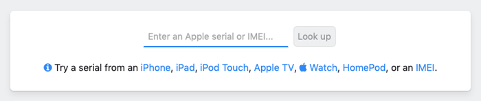 Reincubate Lookup, ready to look up an Apple serial or IMEI Reincubate Lookup, ready to look up an Apple serial or IMEI