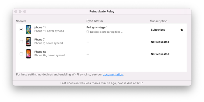 iOS 데이터의 Reincubate Relay show Wi-Fi