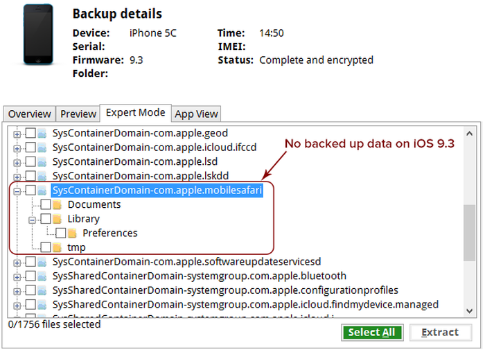Safari no backup data iOS 9.3 Safari no backup data iOS 9.3