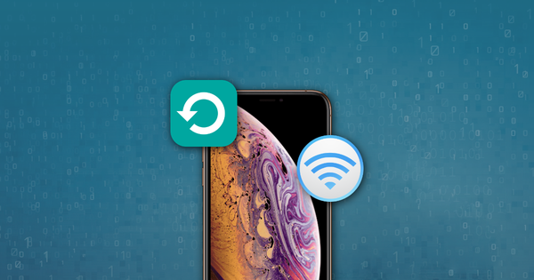 Абстрактное изображение, показывающее синхронизацию Wi-Fi и резервное копирование устройства iOS