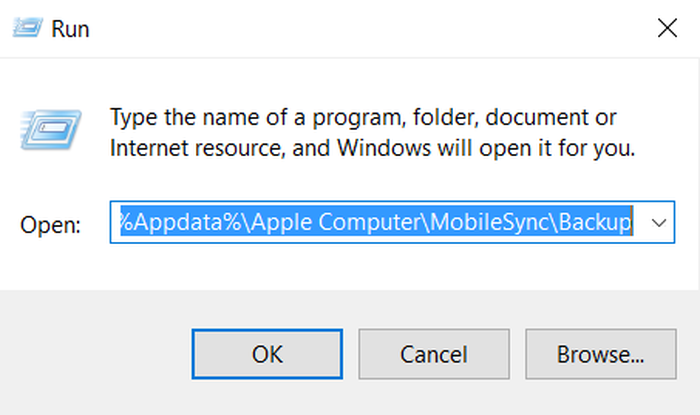 Find iTunes backups on Windows 10
